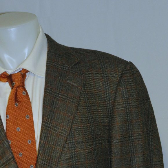 Ermenegildo Zegna Su Misura Green Plaid Two Button 100% Cashmere Blazer 42L